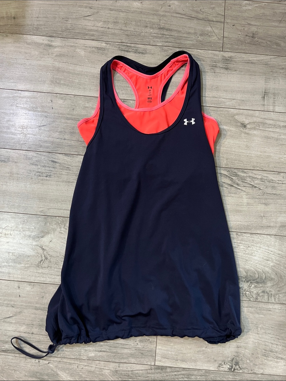 Under Armour Navy Tank with Coral Inner Layer